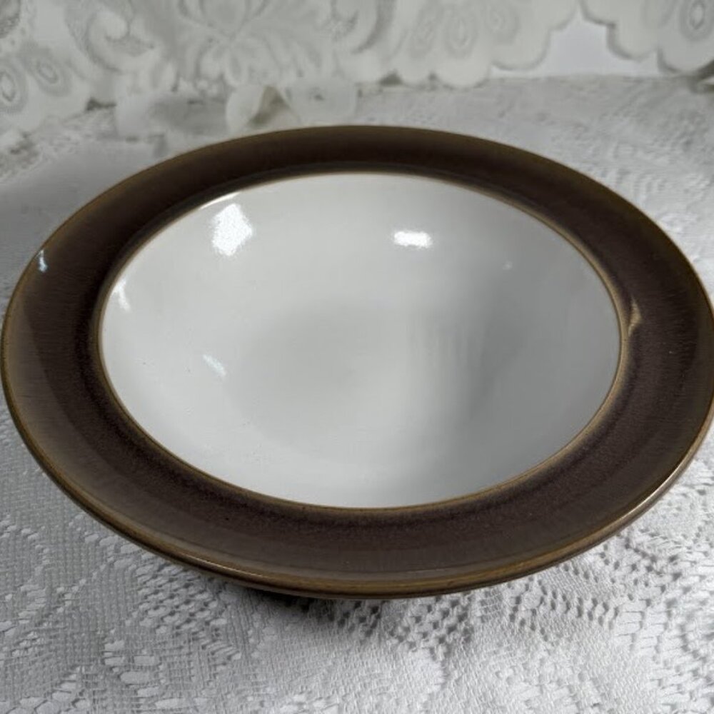 DENBY LANGLEY “Truffle” Gourmet Bowl - Brown Rim & Back, White Center, England